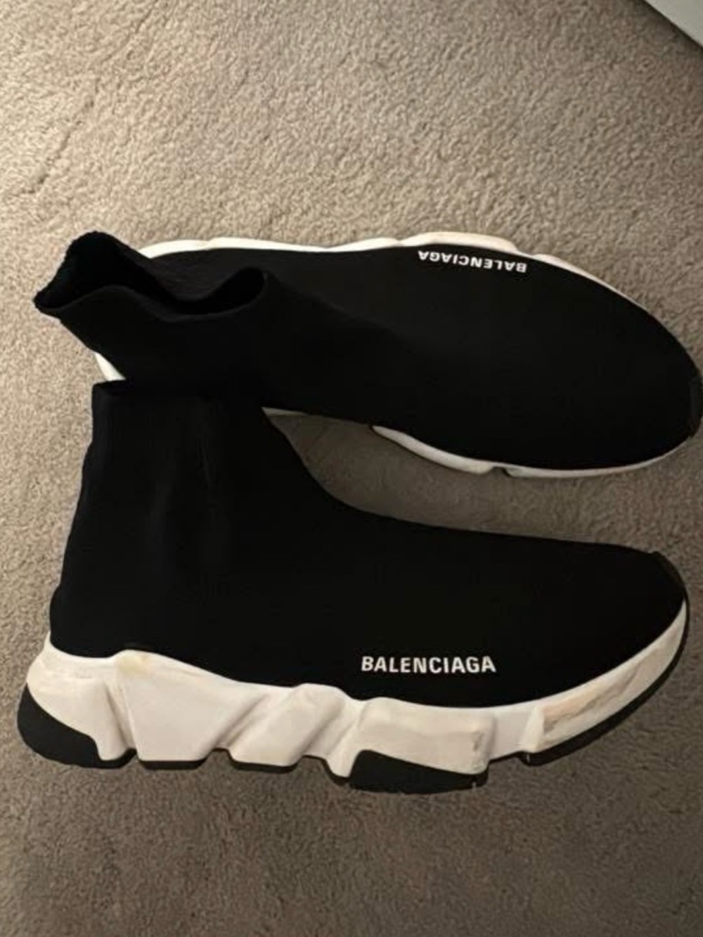 Balenciaga Black & White Speed Trainer Sock Sneakers